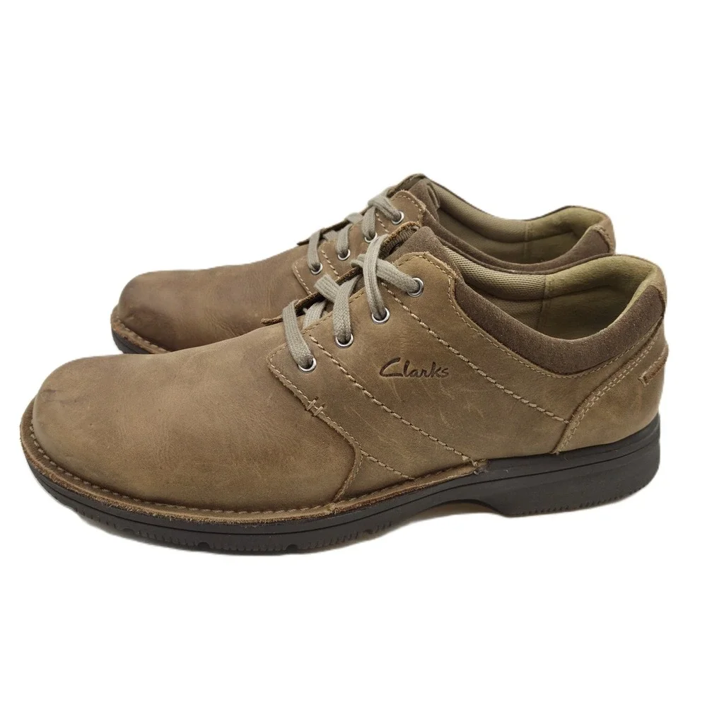Clarks Men 10.5M Brown Leather Shoes Oxford Lace Up Comfort‎ Gorpcore Retro
